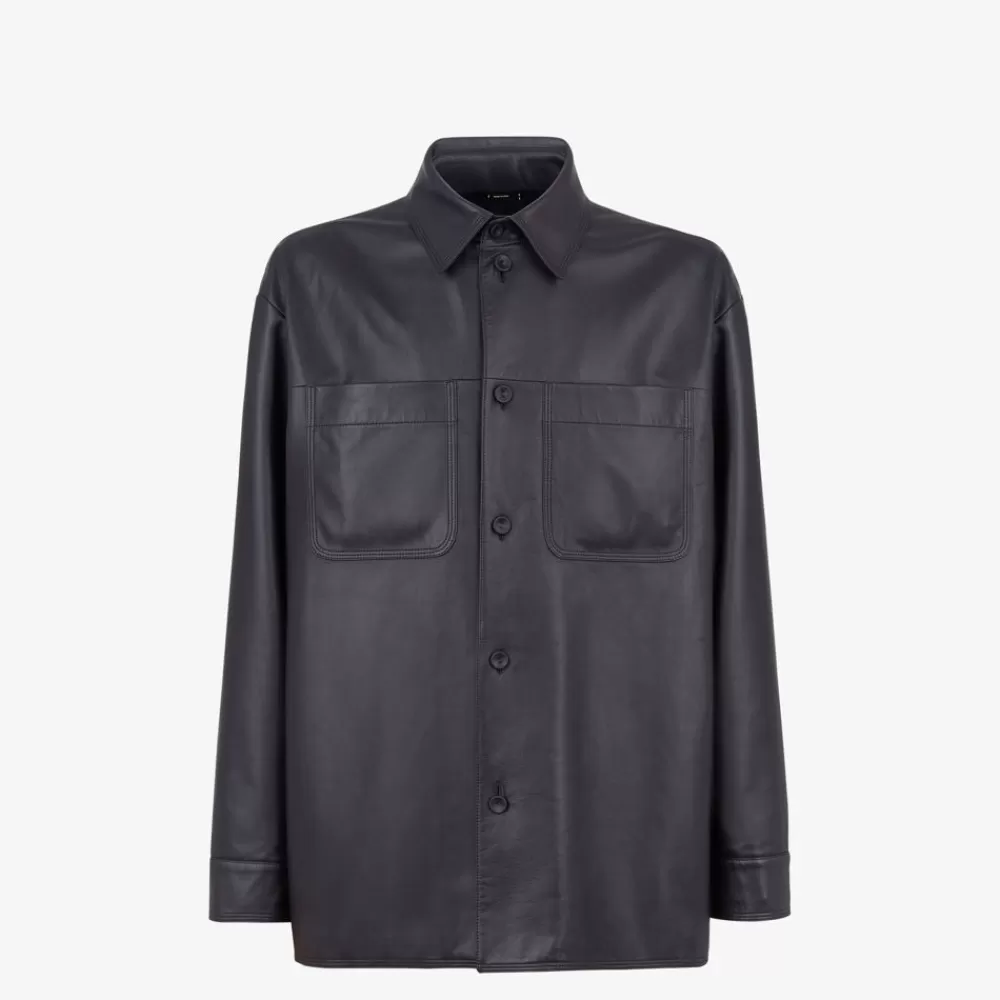 Cappotti E Capispalla>Fendi Giacca In Pelle Blu
