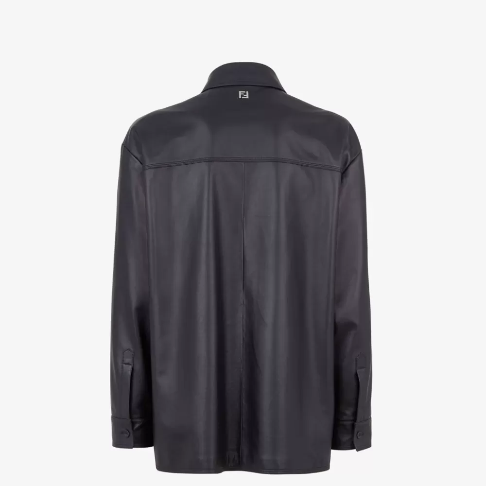 Cappotti E Capispalla>Fendi Giacca In Pelle Blu