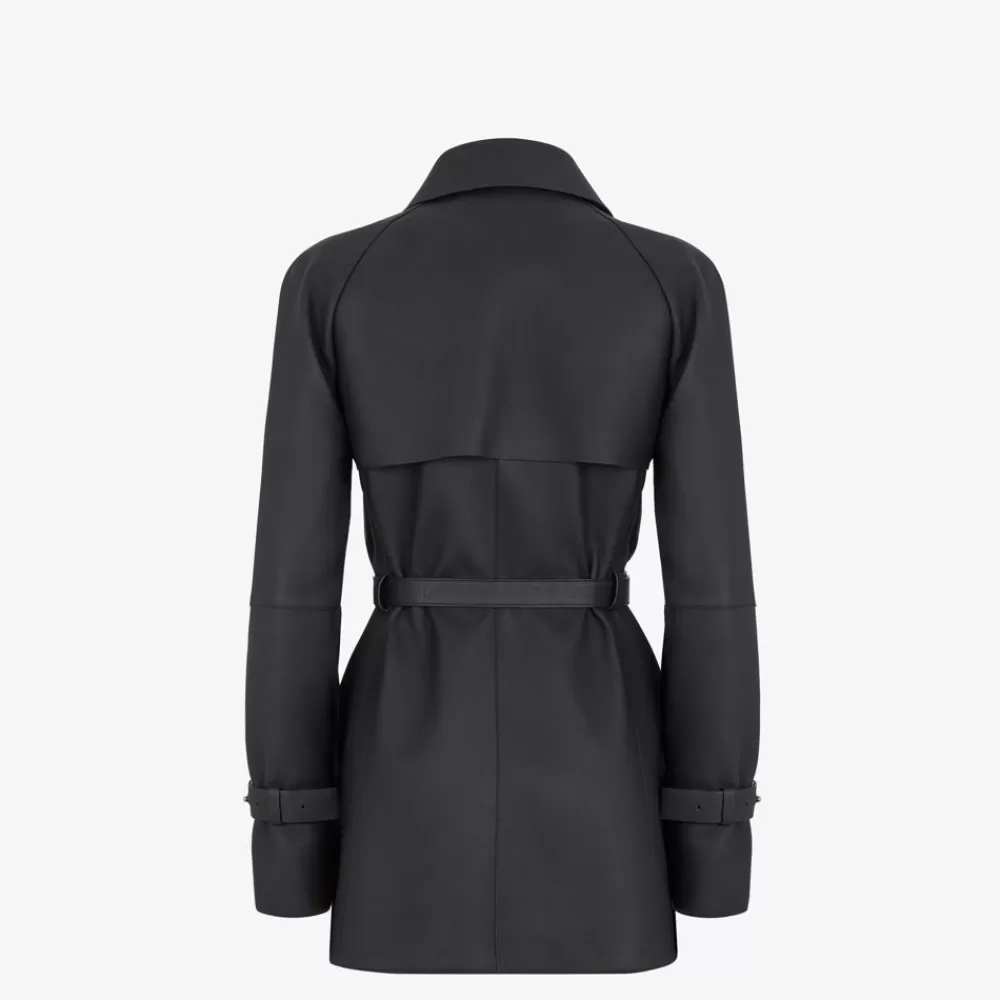 Cappotti E Capispalla>Fendi Giacca In Pelle Cerata Nera