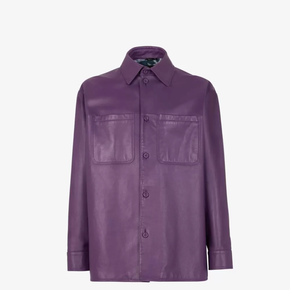 Cappotti E Capispalla>Fendi Giacca In Pelle Plonge Viola