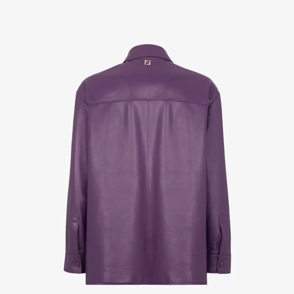 Cappotti E Capispalla>Fendi Giacca In Pelle Plonge Viola
