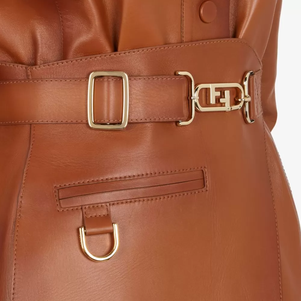 Cappotti E Capispalla>Fendi Giacca In Pelle Sfumata Color Cuoio