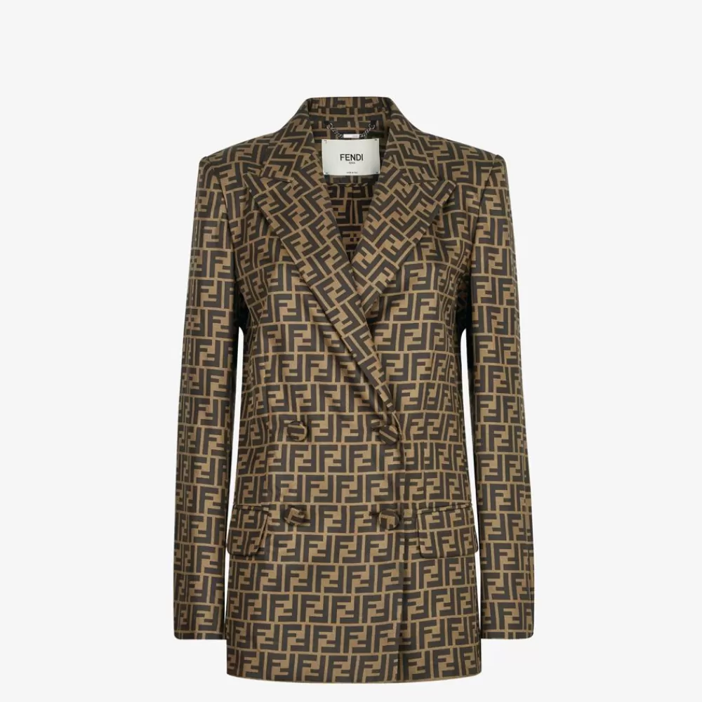 Giacche>Fendi Giacca In Seta Marrone