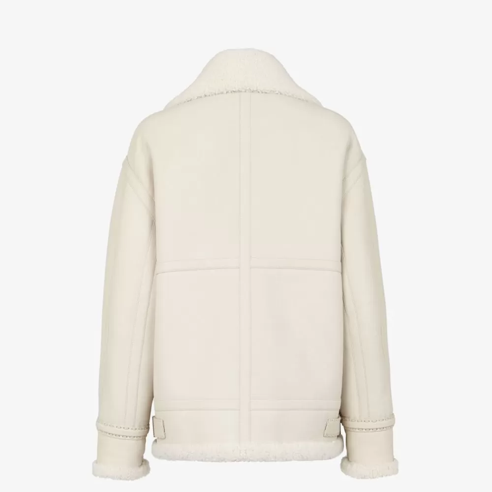 Cappotti E Capispalla>Fendi Giacca In Shearling Bianco