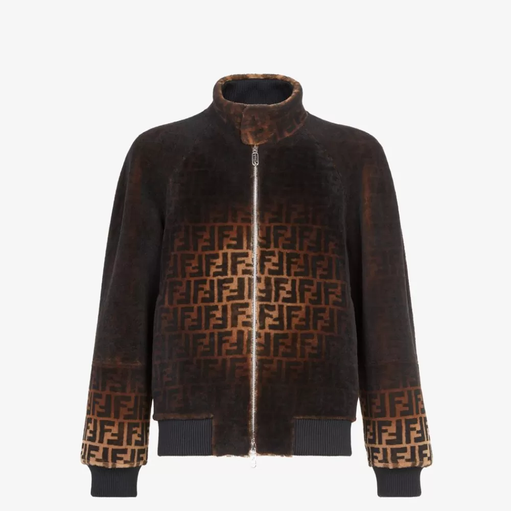 Cappotti E Capispalla>Fendi Giacca In Shearling Ff Marrone
