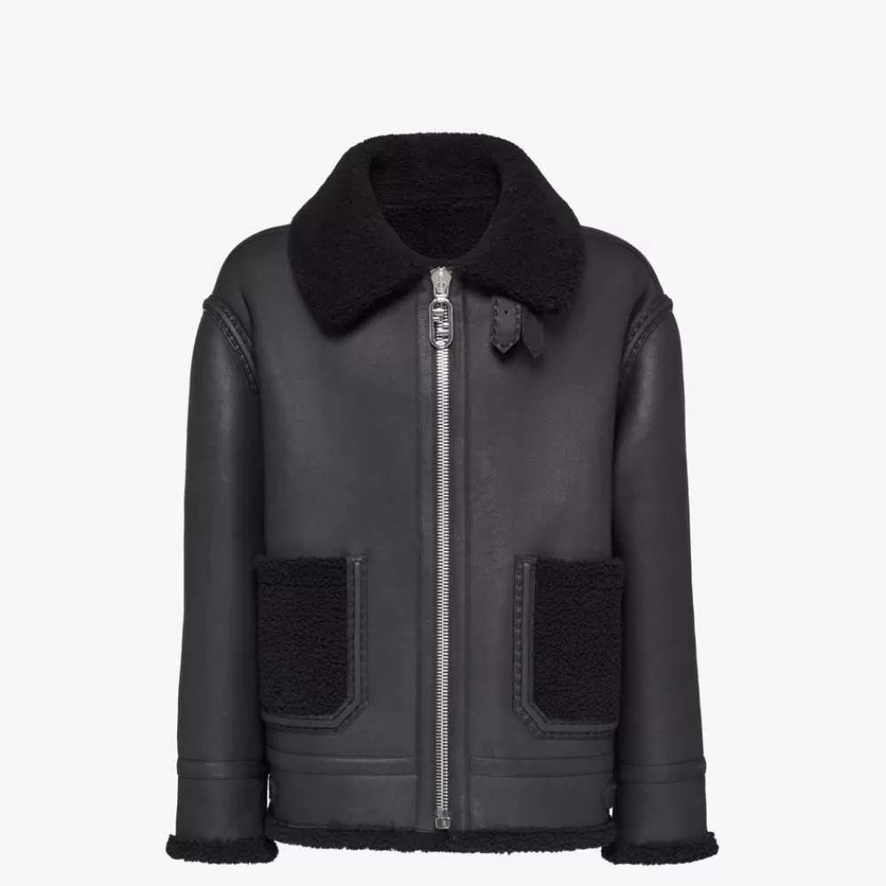 Cappotti E Capispalla>Fendi Giacca In Shearling Nero