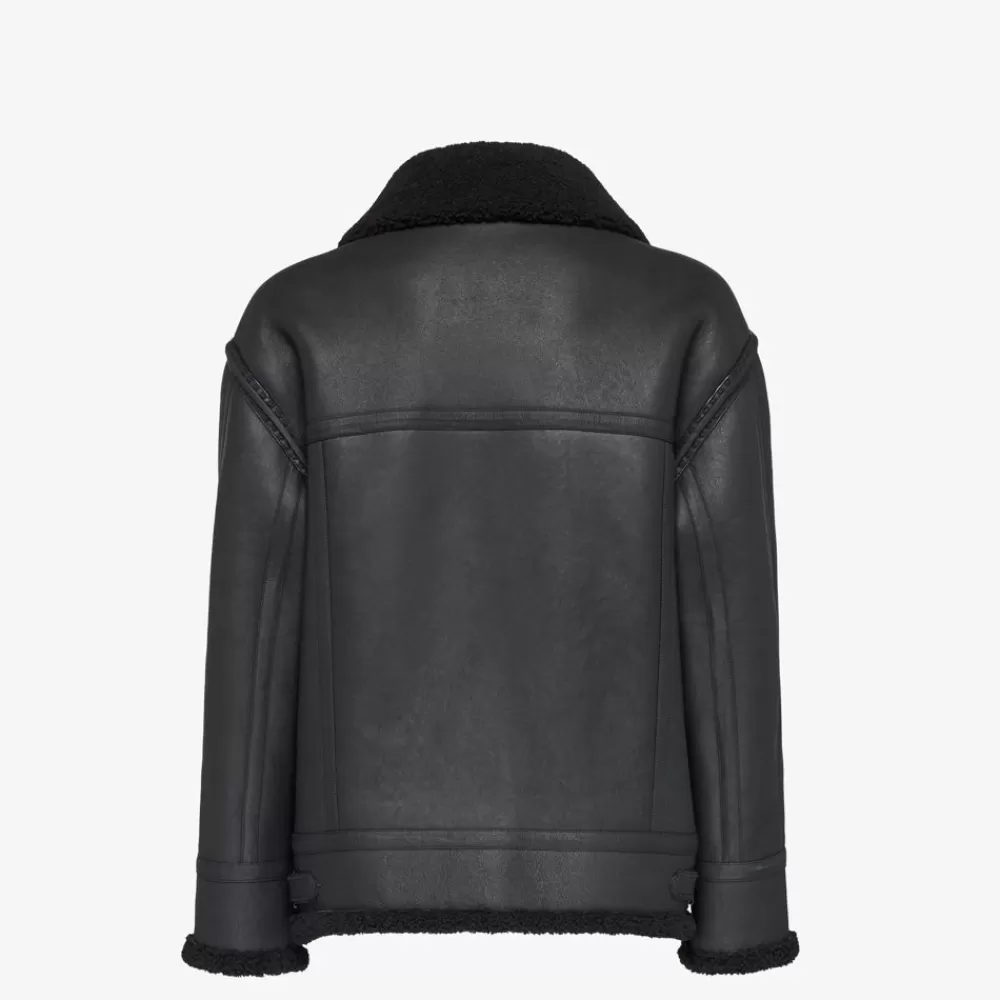 Cappotti E Capispalla>Fendi Giacca In Shearling Nero