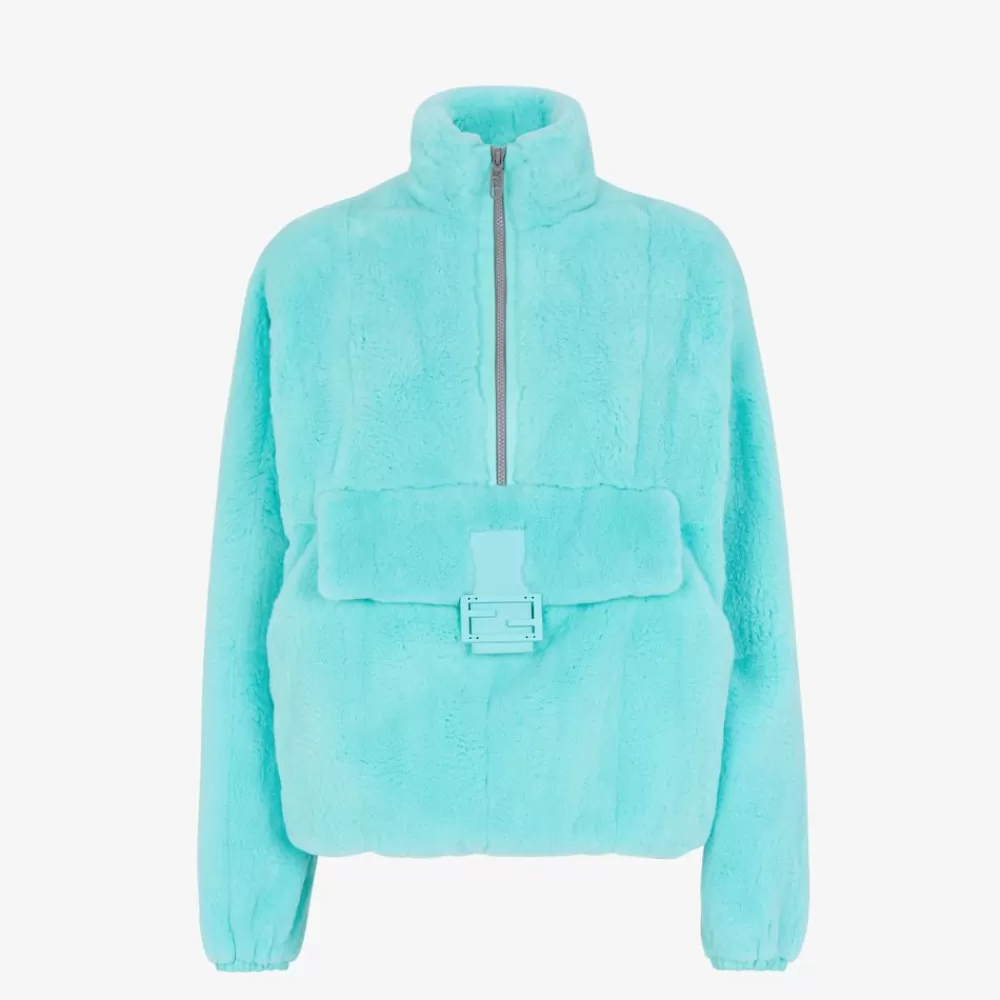 Cappotti E Capispalla>Fendi Giacca In Visone Azzurro