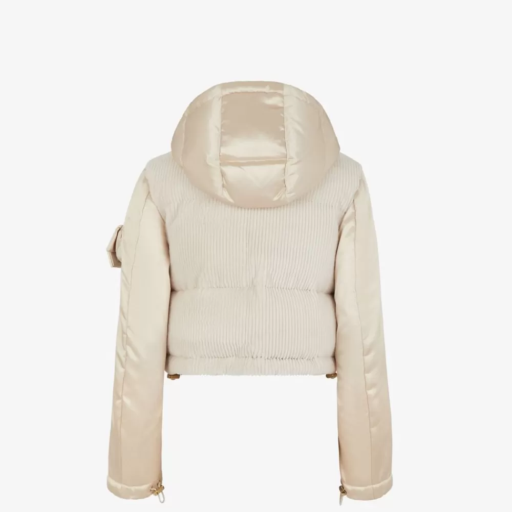 Cappotti E Capispalla>Fendi Giacca In Visone E Nylon Bianco