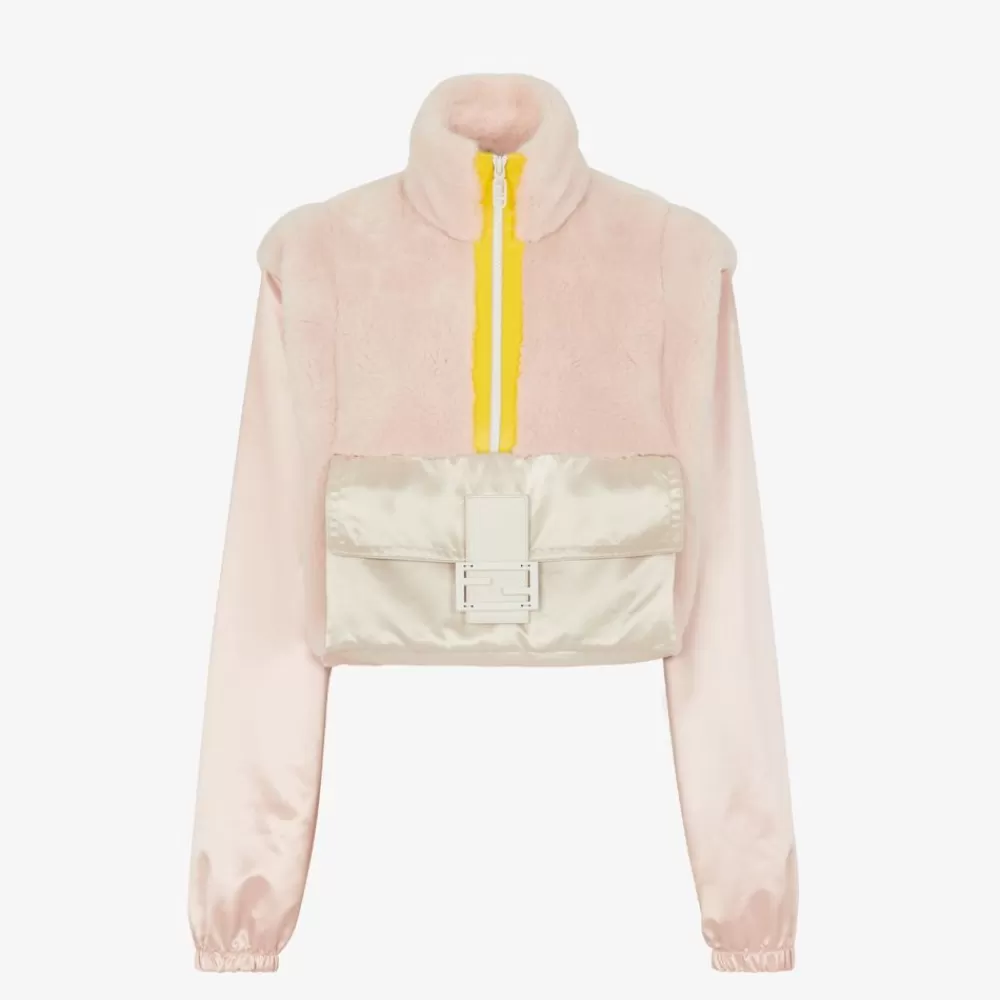 Cappotti E Capispalla>Fendi Giacca In Visone E Nylon Rosa