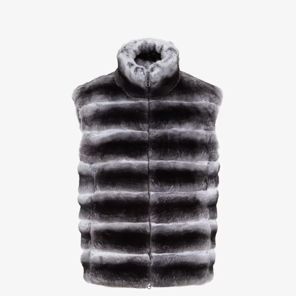 Cappotti E Capispalla>Fendi Gilet In Chinchilla Grigio