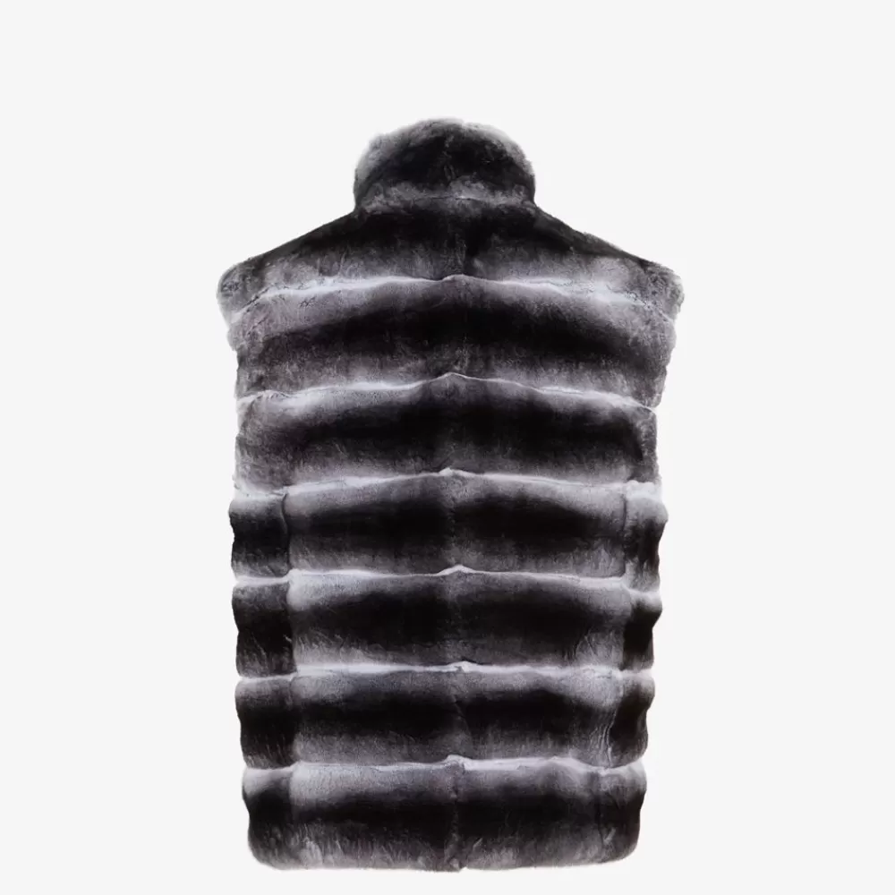 Cappotti E Capispalla>Fendi Gilet In Chinchilla Grigio