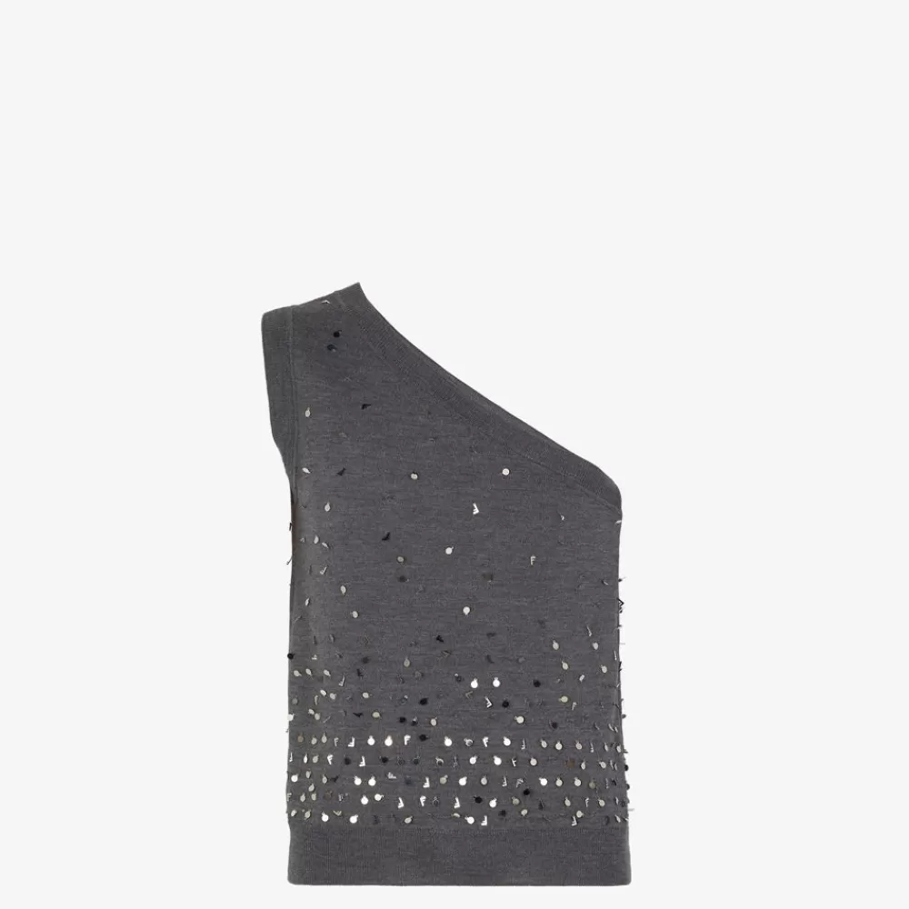 Maglieria>Fendi Gilet In Lana Grigia