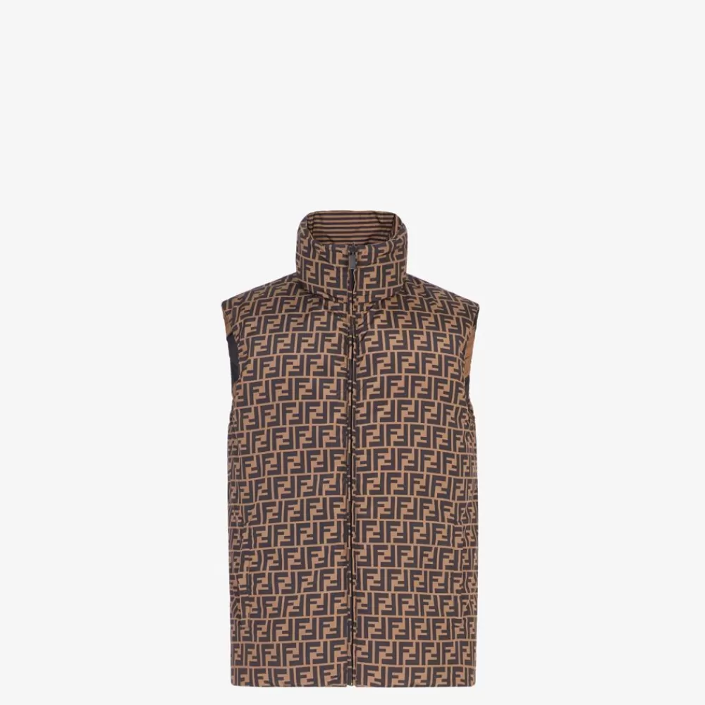 Cappotti E Capispalla>Fendi Gilet In Nylon Marrone