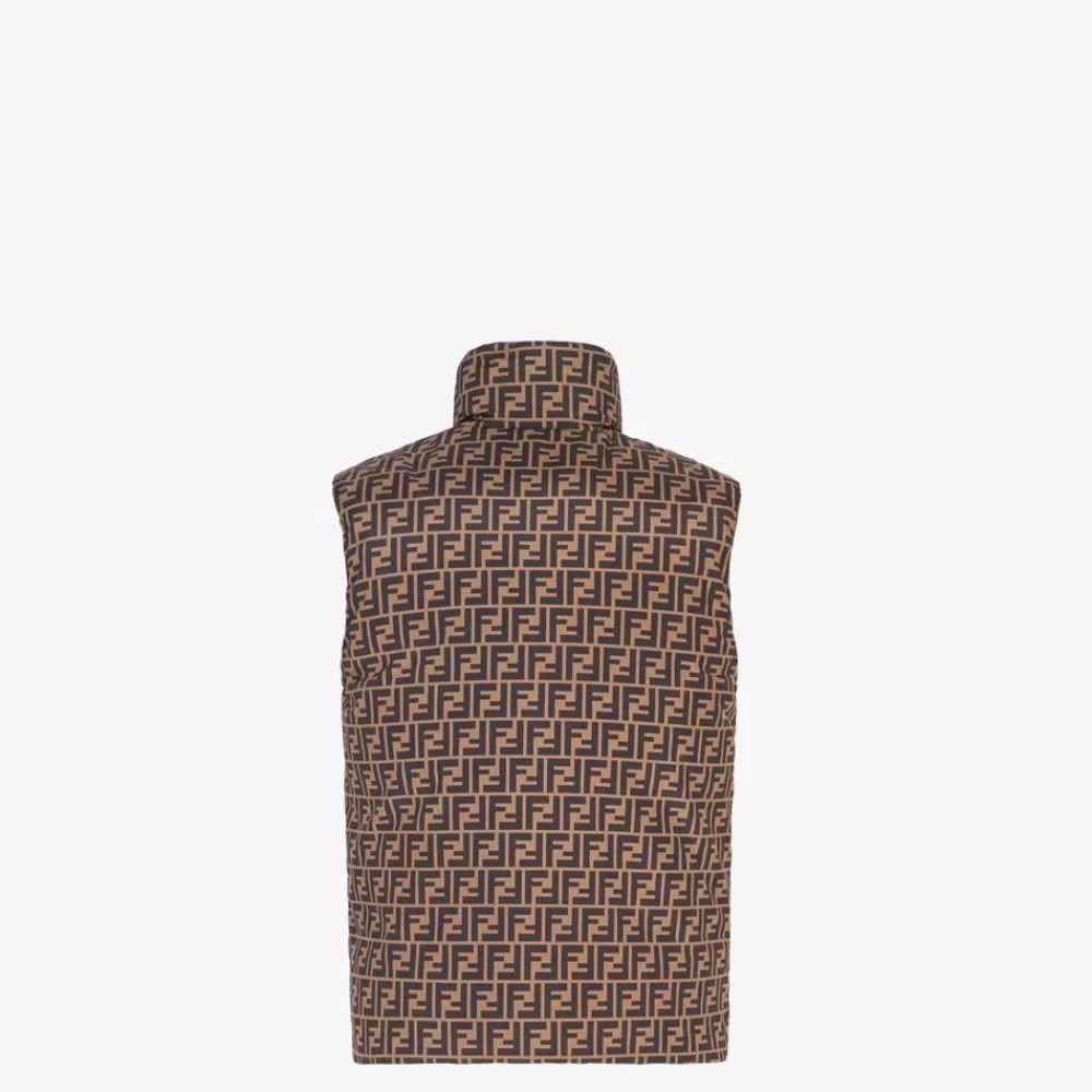 Cappotti E Capispalla>Fendi Gilet In Nylon Marrone