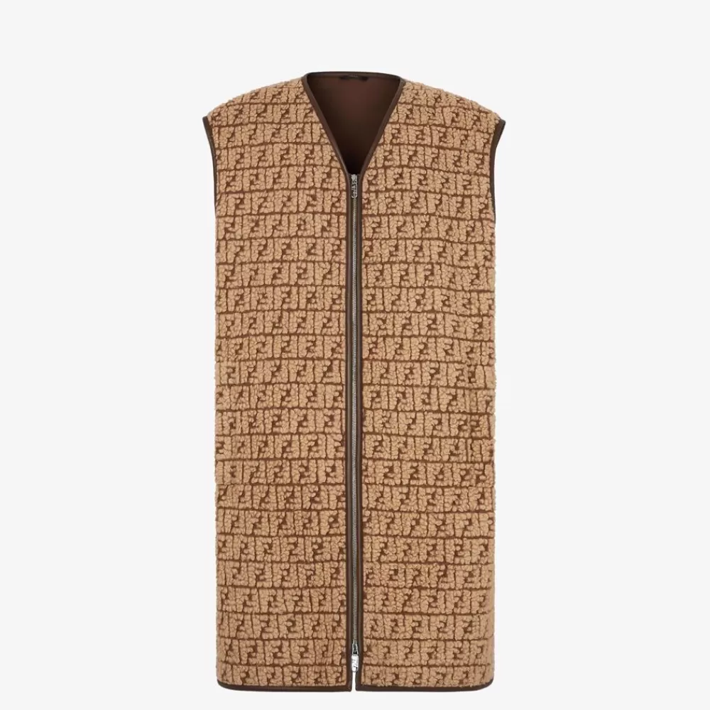Cappotti E Capispalla>Fendi Gilet In Teddy Marrone