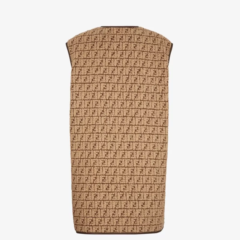 Cappotti E Capispalla>Fendi Gilet In Teddy Marrone