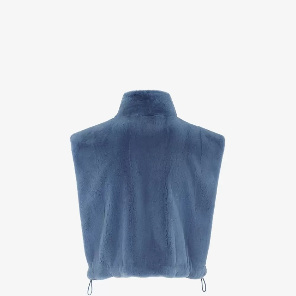Cappotti E Capispalla>Fendi Gilet In Visone Blu
