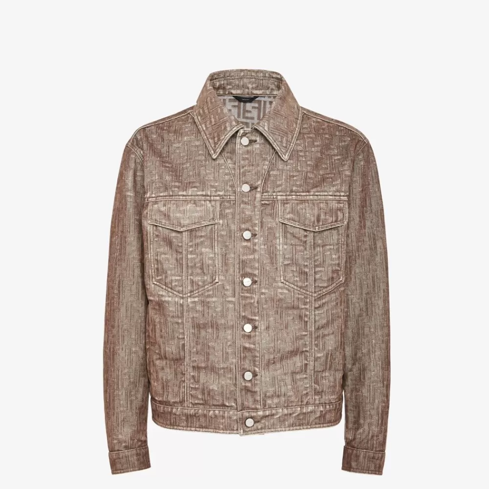 Cappotti E Capispalla>Fendi Giubbotto In Denim Beige