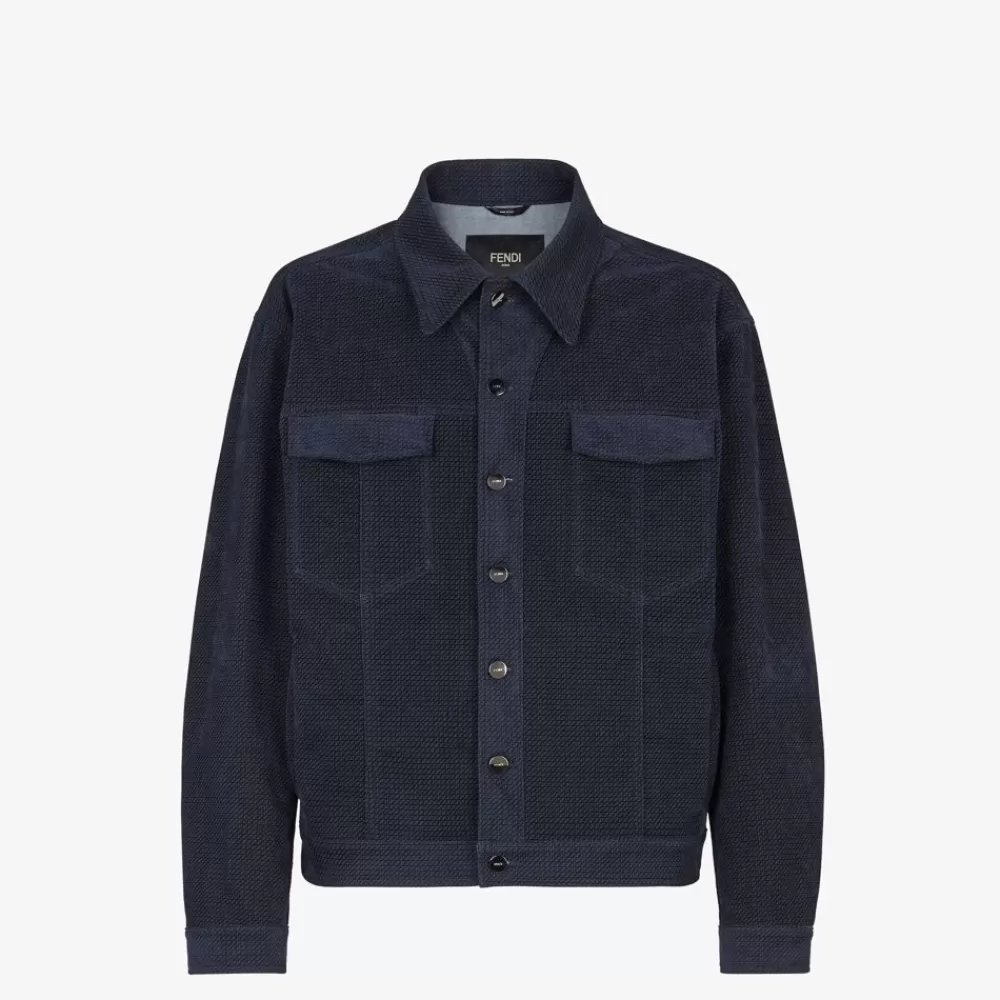 Cappotti E Capispalla>Fendi Giubbotto In Denim Blu