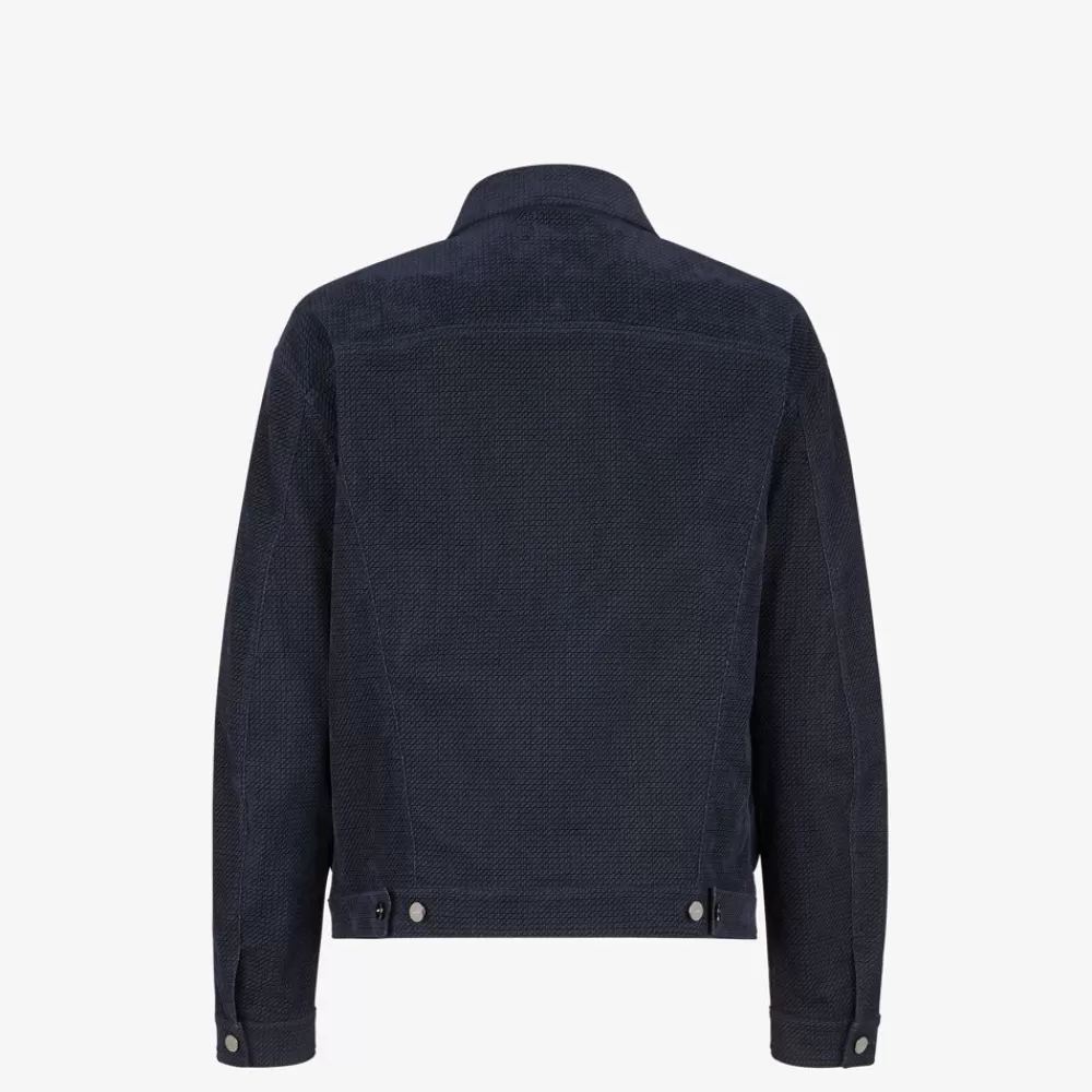 Cappotti E Capispalla>Fendi Giubbotto In Denim Blu