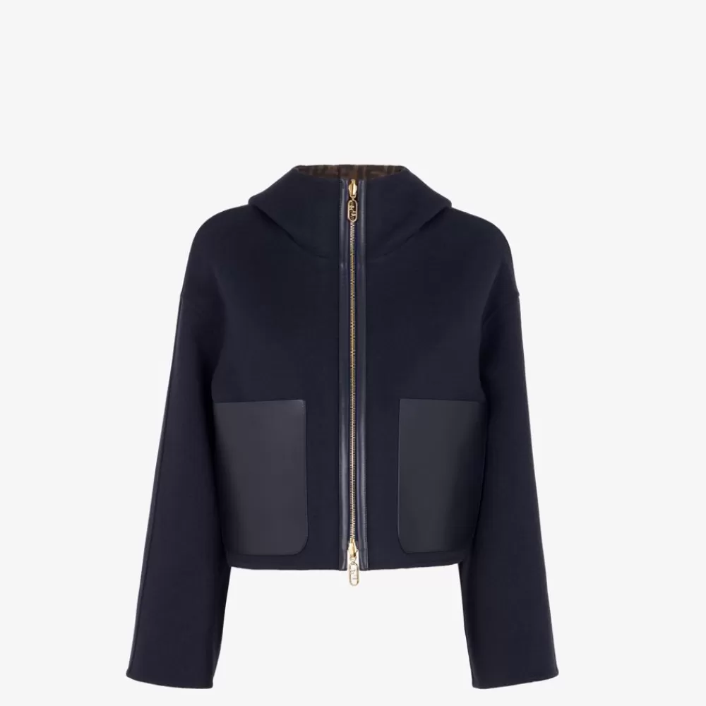 Cappotti E Capispalla>Fendi Giubbotto In Lana Blu