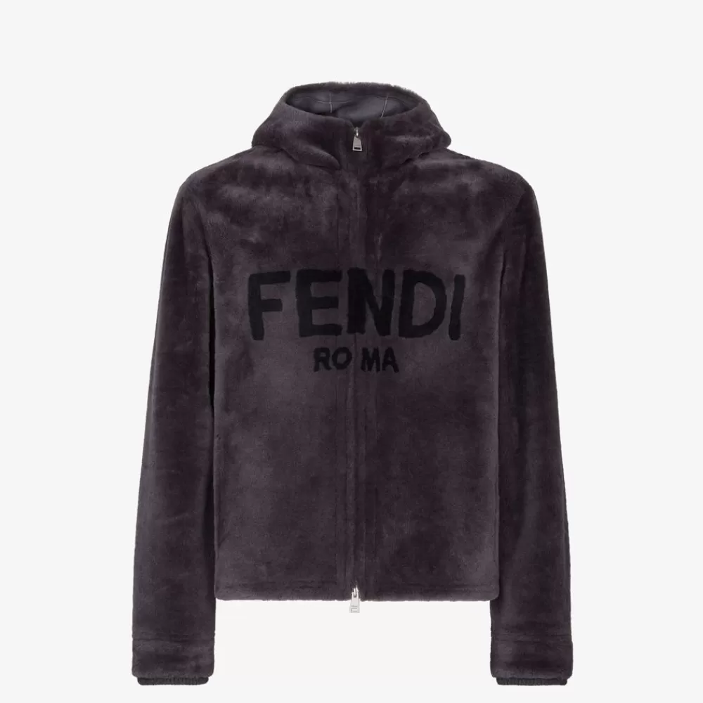 Cappotti E Capispalla>Fendi Giubbotto In Shearling Grigio