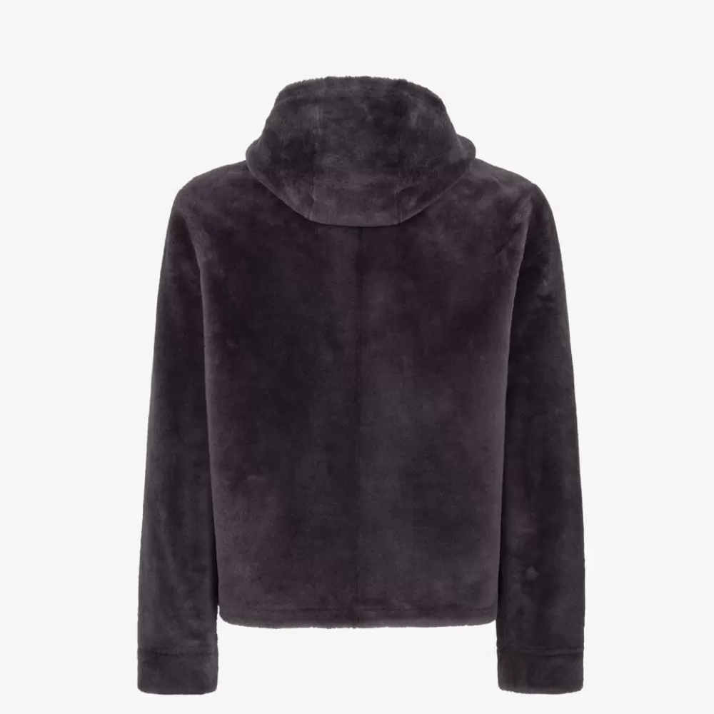 Cappotti E Capispalla>Fendi Giubbotto In Shearling Grigio