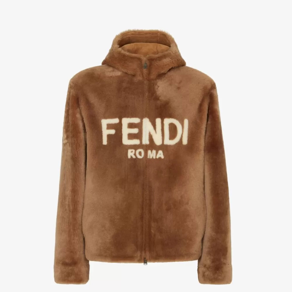 Cappotti E Capispalla>Fendi Giubbotto In Shearling Marrone