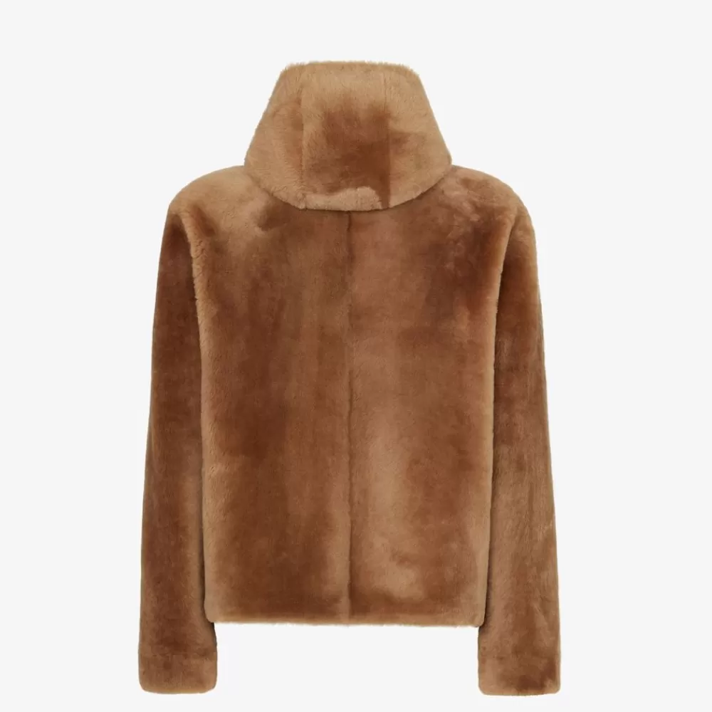 Cappotti E Capispalla>Fendi Giubbotto In Shearling Marrone
