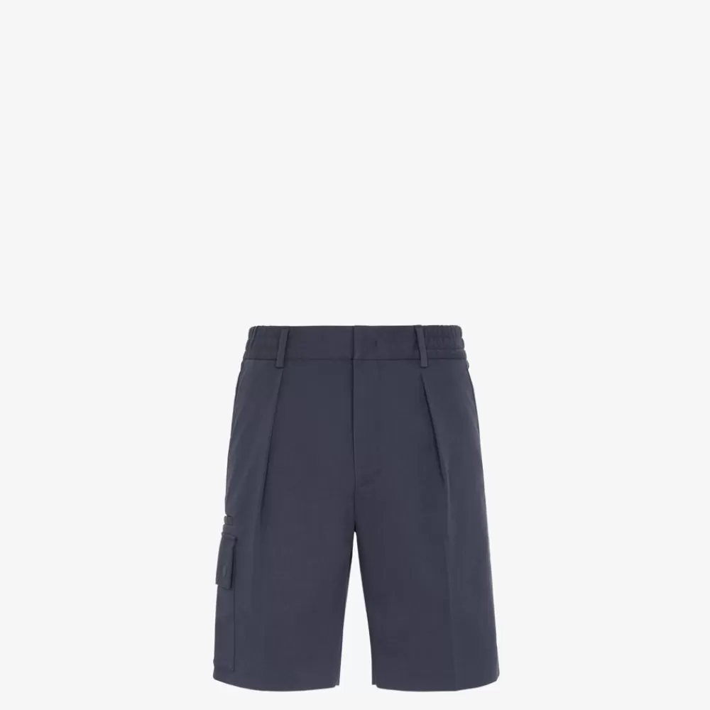 Denim E Pantaloni>Fendi Golf Short In Gabardina Blu Scuro