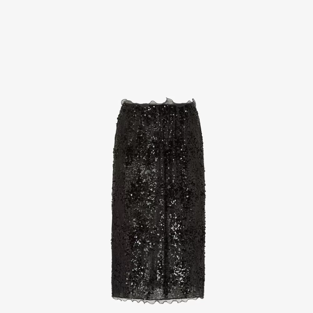 Gonne>Fendi Gonna Con Paillette Ricamate Nere