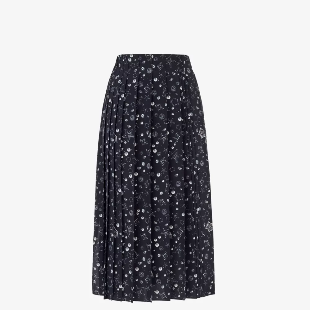 Gonne>Fendi Gonna In Crepe De Chine Blu