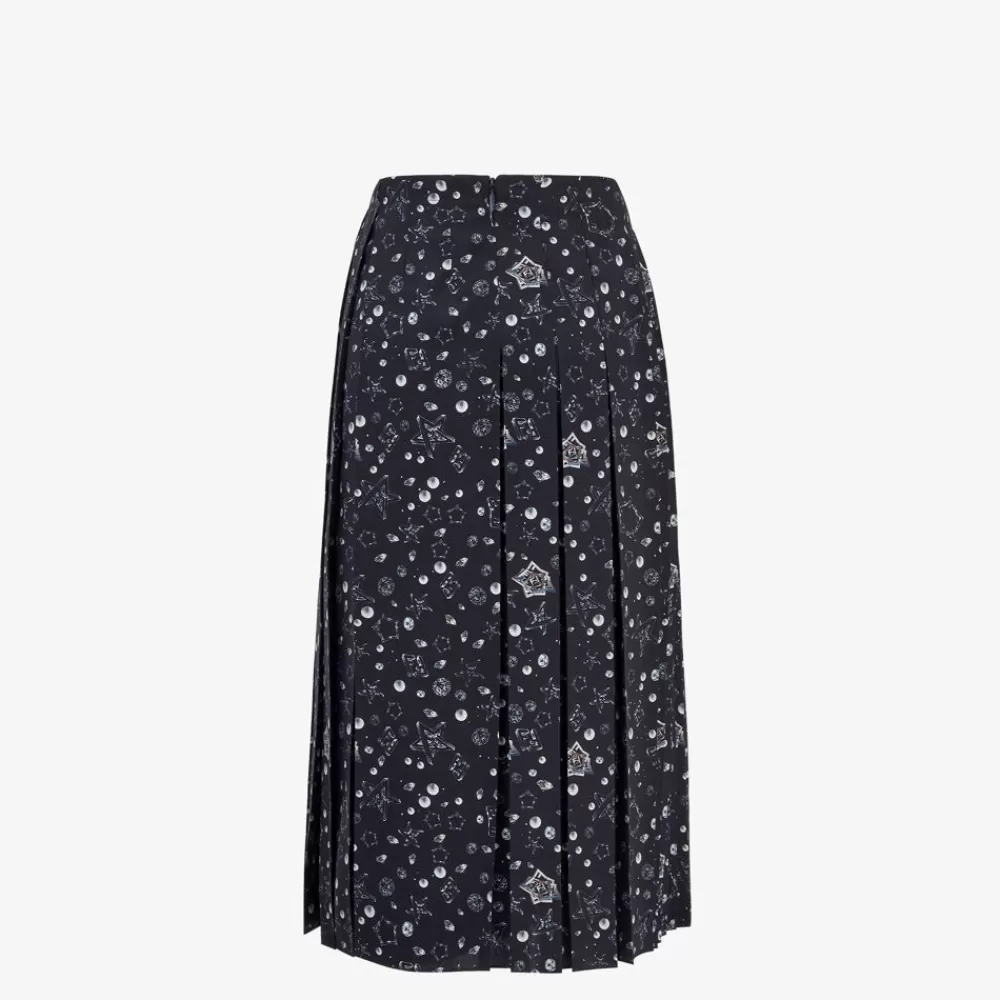 Gonne>Fendi Gonna In Crepe De Chine Blu
