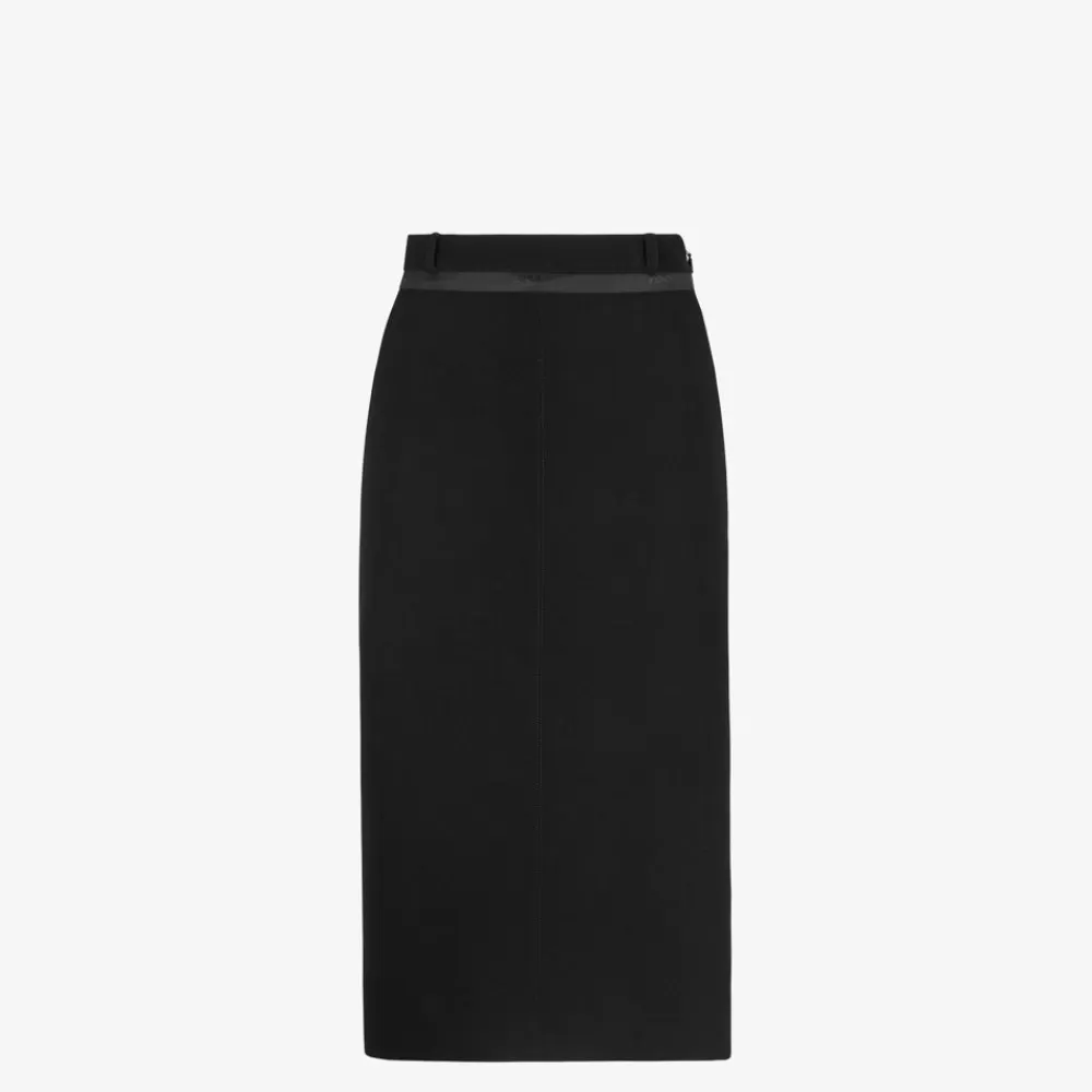 Gonne>Fendi Gonna In Lana Gran De Poudre Nera