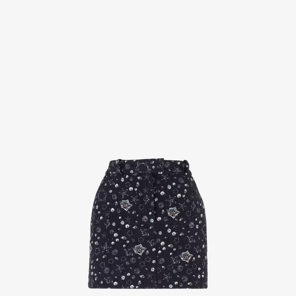 Completi>Fendi Gonna Mini In Crepe De Chine Blu