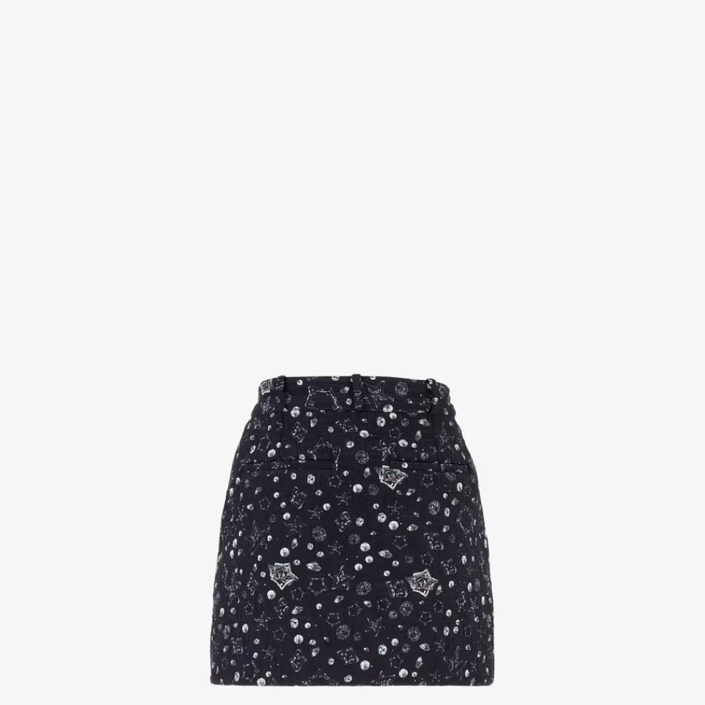 Completi>Fendi Gonna Mini In Crepe De Chine Blu