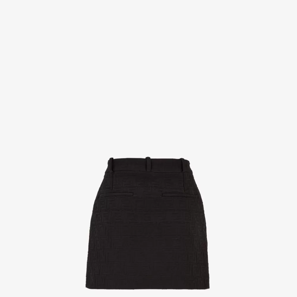 Completi>Fendi Gonna Mini In Tessuto Ff Jacquard Nero