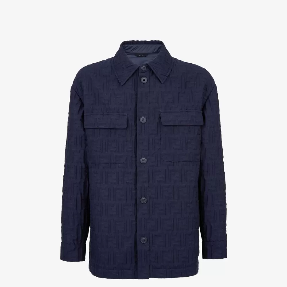 Cappotti E Capispalla>Fendi Go-To Jacket In Cotone E Nylon Blu