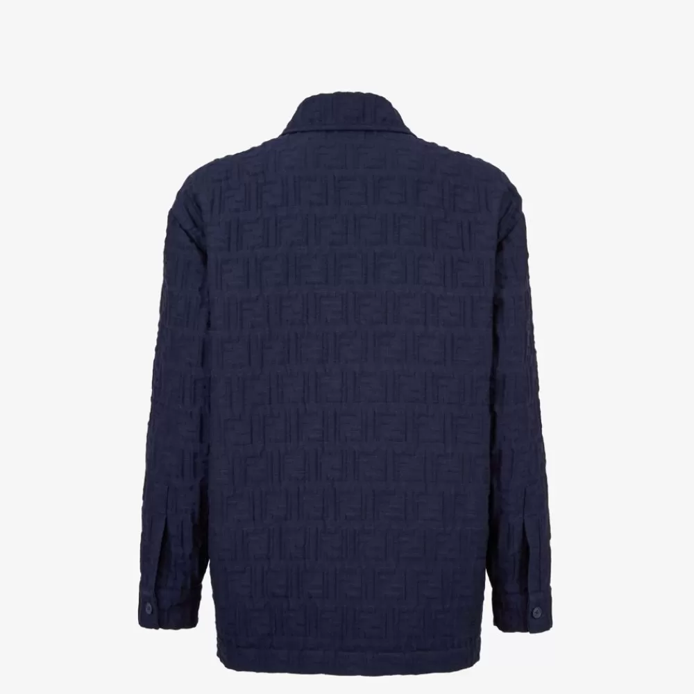 Cappotti E Capispalla>Fendi Go-To Jacket In Cotone E Nylon Blu