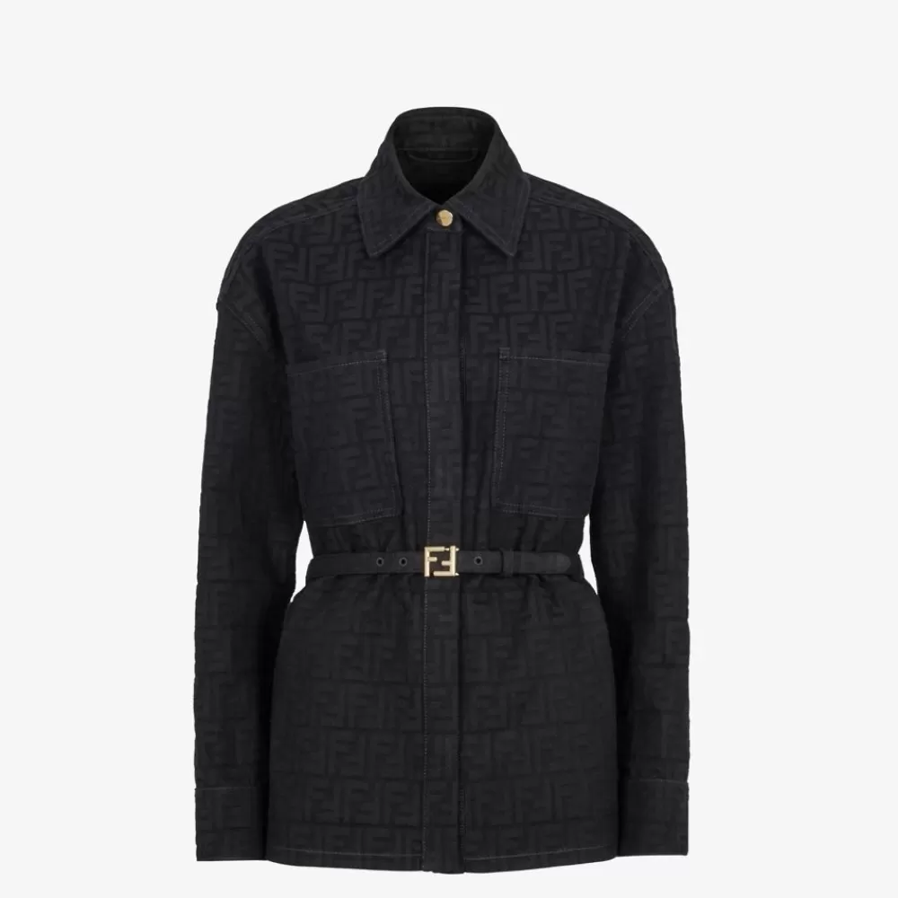 Denim>Fendi Go-To Jacket In Denim Jacquard Blu