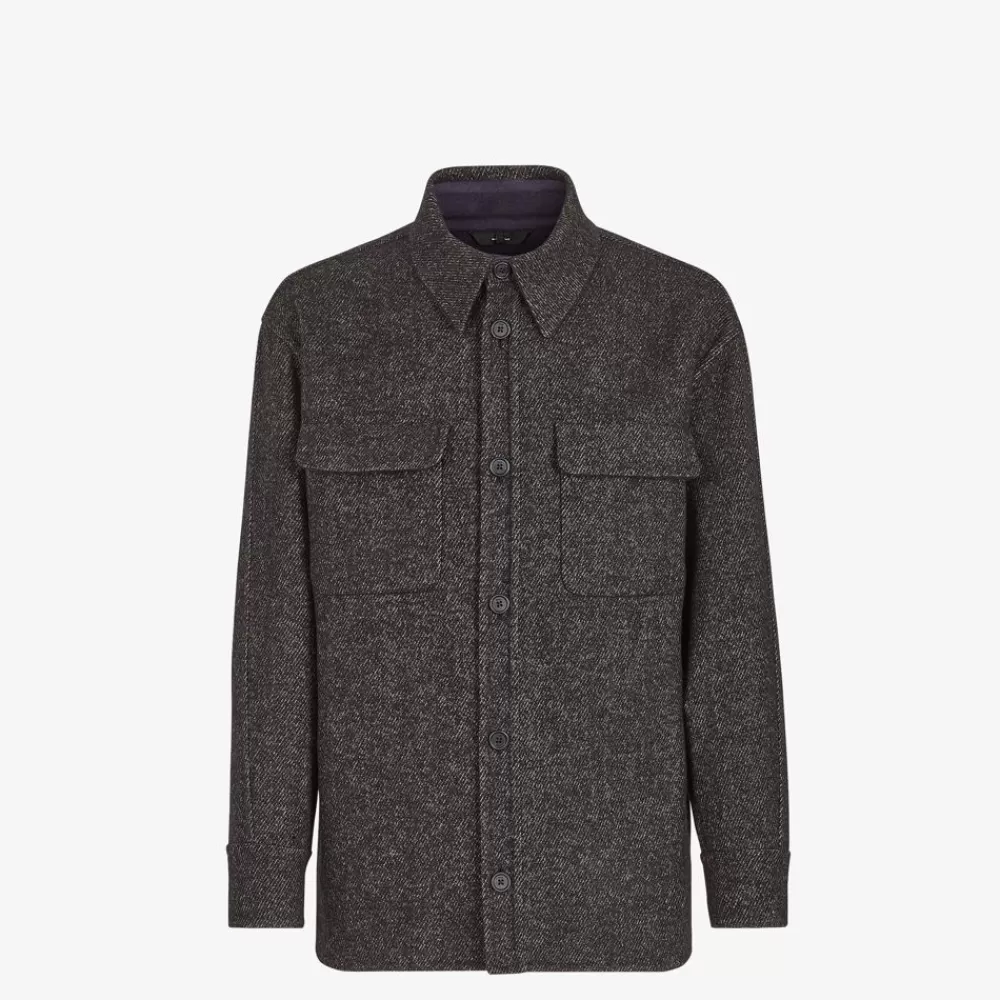 Cappotti E Capispalla>Fendi Go-To Jacket In Lana Grigia