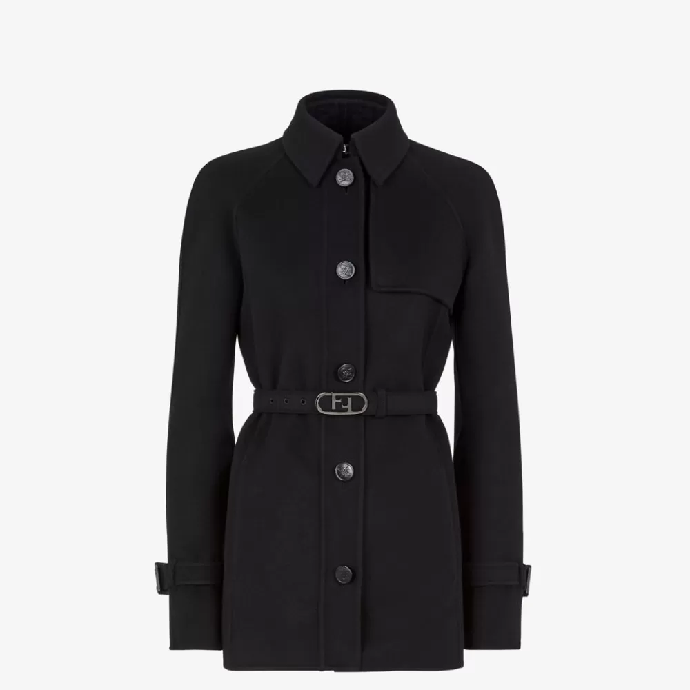 Cappotti E Capispalla>Fendi Go-To Jacket In Lana Nera