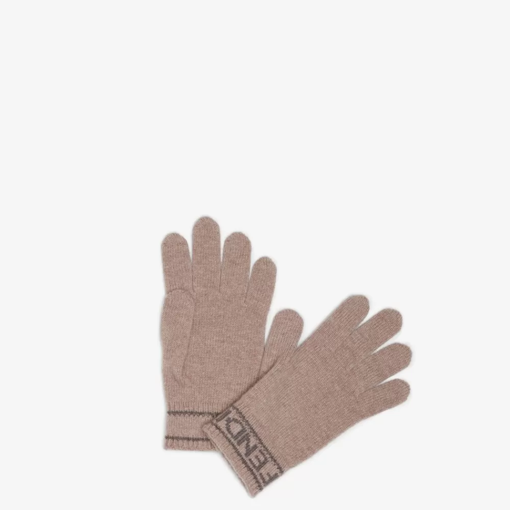 Cappelli E Guanti>Fendi Guanti In Lana Beige