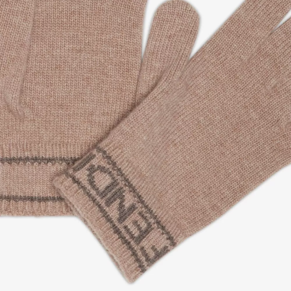 Cappelli E Guanti>Fendi Guanti In Lana Beige