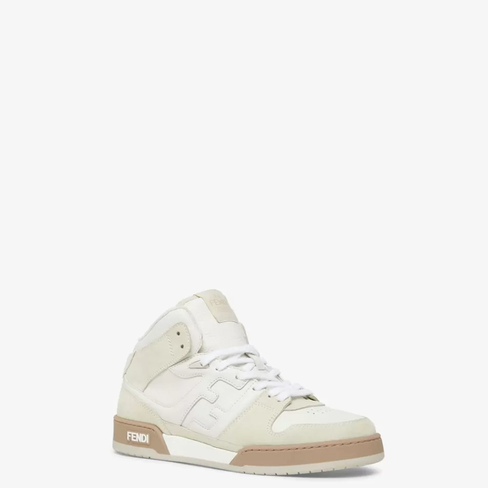 Sneakers>Fendi High Top In Pelle Bianca