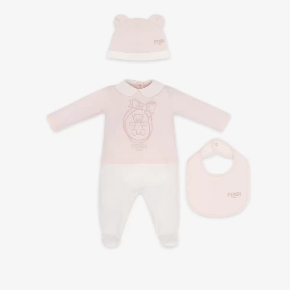 Bambina>Fendi Kit Baby In Jersey Bianco E Rosa
