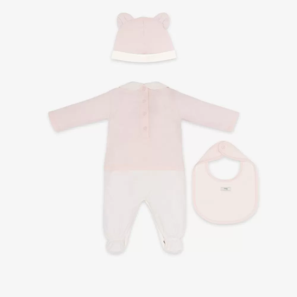 Bambina>Fendi Kit Baby In Jersey Bianco E Rosa