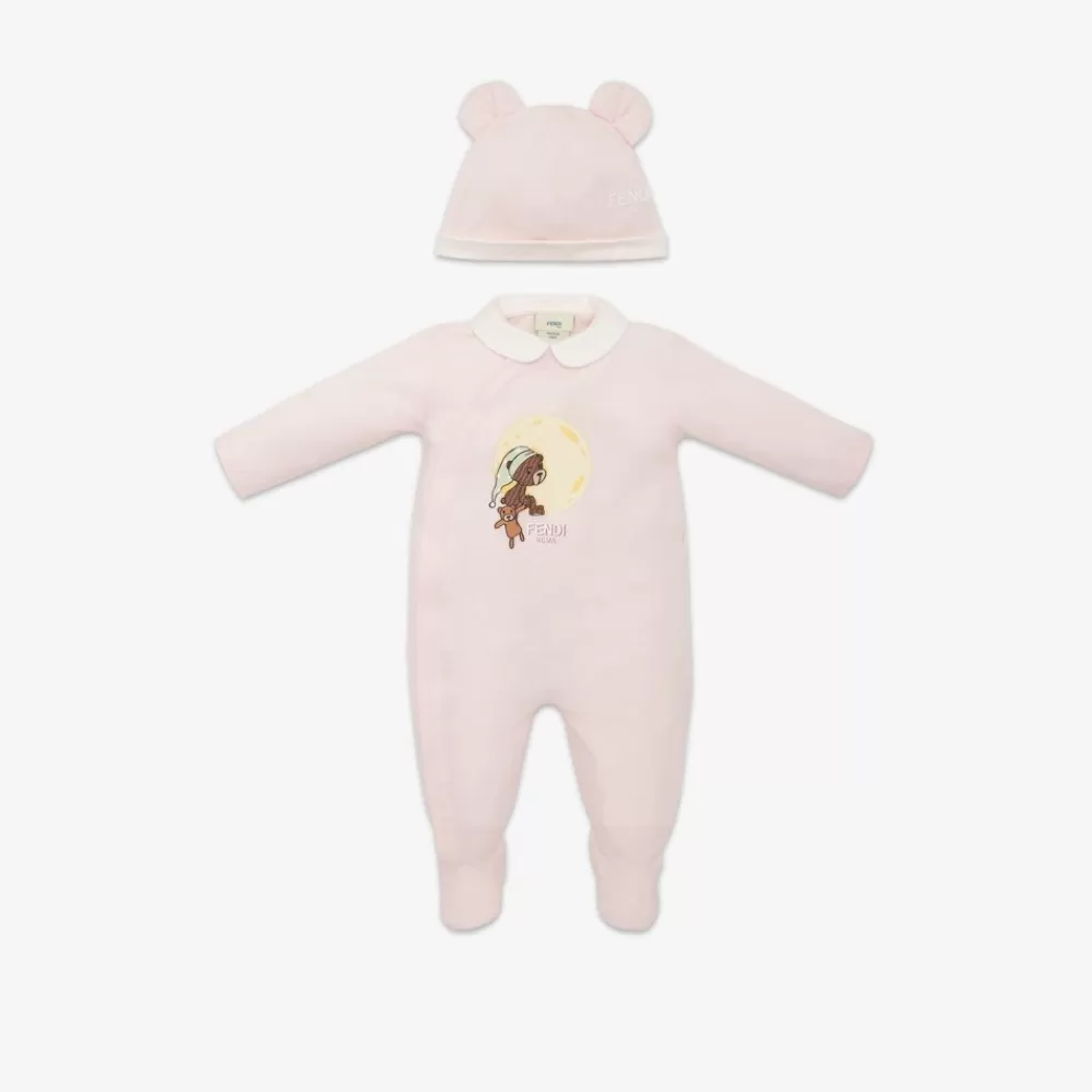Bambina>Fendi Kit Baby In Jersey Con Stampa Rosa