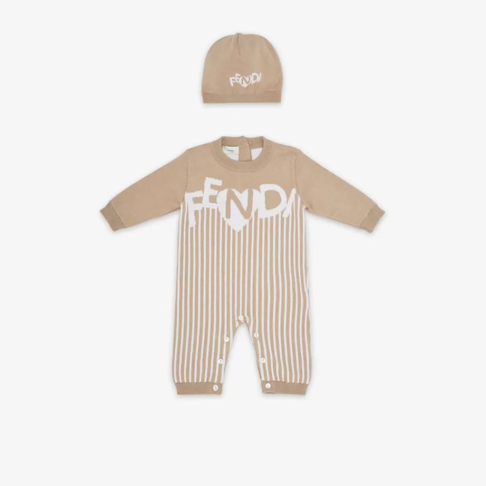 Bambina>Fendi Kit In Maglia Beige
